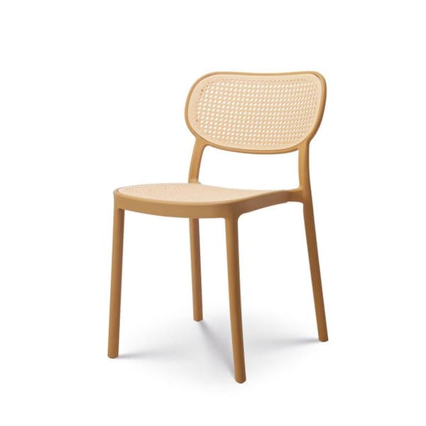 Matsalsstol i vintagestil - KOSMI - Stapelbar - Inomhus - Polypropenharts - Gul