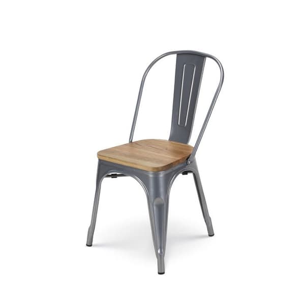 Set med 4 KOSMI köksstolar i silvergrå metall och ljust trä - Industriell stil