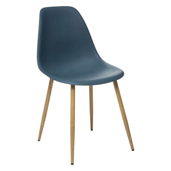 Set med 2 "Ava"-stolar i skandinavisk stil med ben av metallimitation av ek Atmosphera - Blå