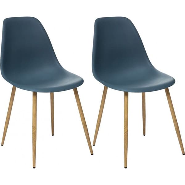 Set med 2 "Ava"-stolar i skandinavisk stil med ben av metallimitation av ek Atmosphera - Blå