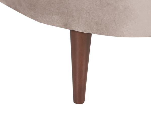 Schäslong Taupe sammet polyester klädsel högervänd mörka träben extra kastkuddar modern design vardagsrumsmöbler