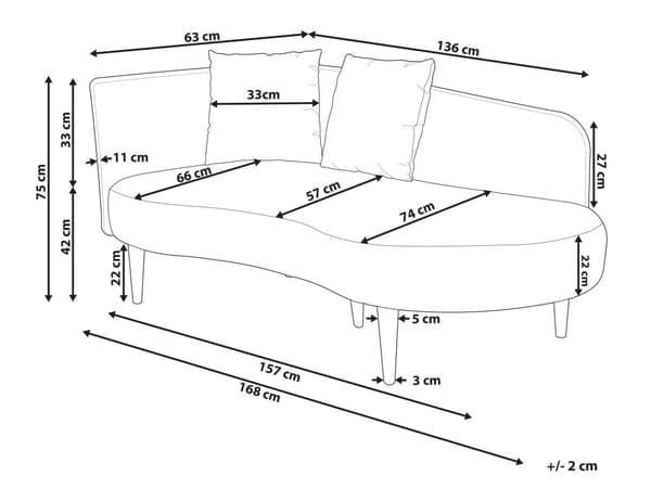 Schäslong Ljusgrå sammet polyester klädsel vänstervänd mörka träben extra kastkuddar modern design vardagsrumsmöbler