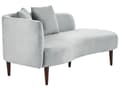 Miniatyrbild 4 av 11: Schäslong Ljusgrå sammet polyester klädsel vänstervänd mörka träben extra kastkuddar modern design vardagsrumsmöbler