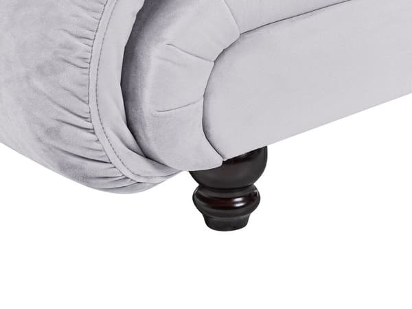 Högervänd Schäslong Grå Sammet Klädsel Biscuit Stoppning Svarta Ben Modern design