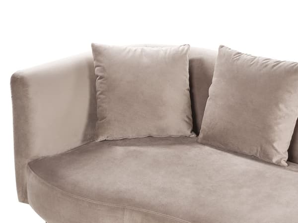 Chaiselong Taupe Velour Polyester Polstring Venstrehånds Mørkt Træ Ben Ekstra Puder Moderne Design Stue Møbler