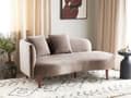 Miniatyrbillede 2 af 11: Chaiselong Taupe Velour Polyester Polstring Venstrehånds Mørkt Træ Ben Ekstra Puder Moderne Design Stue Møbler