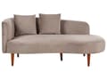 Miniatyrbillede 1 af 11: Chaiselong Taupe Velour Polyester Polstring Venstrehånds Mørkt Træ Ben Ekstra Puder Moderne Design Stue Møbler