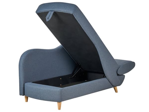 Chaiselong Blå Hør Lyst Træben 2 Personers Blød Polstret Hjørnesofa Daybed med Opbevaring Stue Retro Rygpuder Tilbehør Inspiration