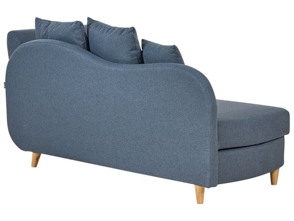 Chaiselong Blå Hør Lyst Træben 2 Personers Blød Polstret Hjørnesofa Daybed med Opbevaring Stue Retro Rygpuder Tilbehør Inspiration