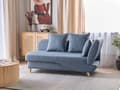Miniatyrbillede 2 af 11: Chaiselong Blå Hør Lyst Træben 2 Personers Blød Polstret Hjørnesofa Daybed med Opbevaring Stue Retro Rygpuder Tilbehør Inspiration