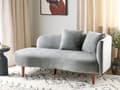 Miniatyrbillede 2 af 11: Chaiselong Lysegrå Velour Polyester Polstring Højre Mørkt Træ Ben Ekstra Pudepuder Moderne Design Stue Møbler