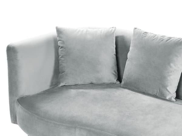 Chaiselong Lysegrå Velour Polyester Polstring Venstrehånds Mørkt Træ Ben Ekstra Puder Moderne Design Stue Møbler