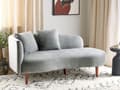 Miniatyrbillede 2 af 11: Chaiselong Lysegrå Velour Polyester Polstring Venstrehånds Mørkt Træ Ben Ekstra Puder Moderne Design Stue Møbler