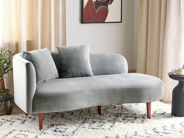 Chaiselong Lysegrå Velour Polyester Polstring Venstrehånds Mørkt Træ Ben Ekstra Puder Moderne Design Stue Møbler