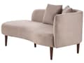 Miniatyrbillede 4 af 11: Chaiselong Taupe Velour Polyester Polstring Højre Mørkt Træ Ben Ekstra Pudepuder Moderne Design Stue Møbler
