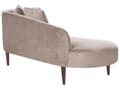 Miniatyrbillede 5 af 11: Chaiselong Taupe Velour Polyester Polstring Højre Mørkt Træ Ben Ekstra Pudepuder Moderne Design Stue Møbler