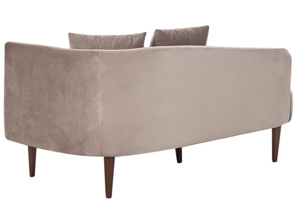 Chaiselong Taupe Velour Polyester Polstring Højre Mørkt Træ Ben Ekstra Pudepuder Moderne Design Stue Møbler