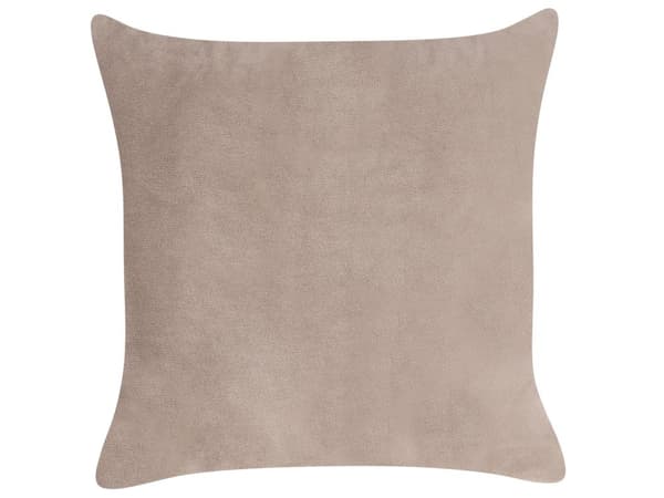 Chaiselong Taupe Velour Polyester Polstring Højre Mørkt Træ Ben Ekstra Pudepuder Moderne Design Stue Møbler