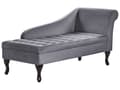 Miniatyrbillede 5 af 11: Chaiselong Mørkegrå Velour Sorte Træben 2 Personers Blød Polstret Hjørnesofa Daybed med Opbevaring Stue Retro Rygpuder Tilbehør Inspiration