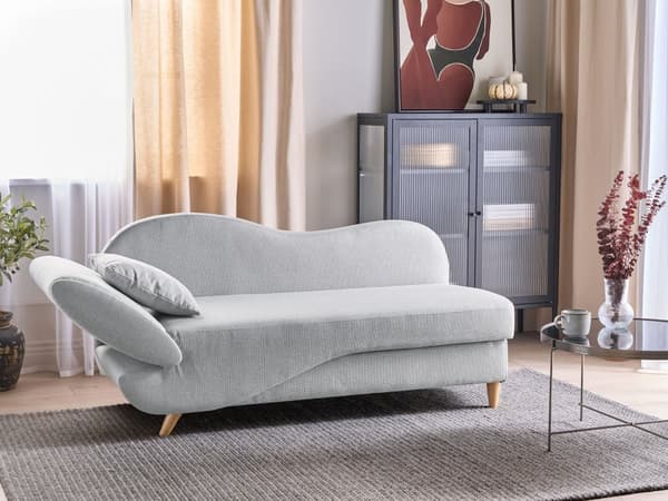 Chaiselong Lysegrå Hør Lyst Træben 2 Personers Blød Polstret Hjørnesofa Daybed med Opbevaring Stue Retro Rygpuder Tilbehør Inspiration