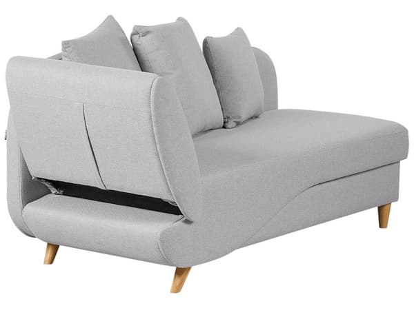 Chaiselong Lysegrå Hør Lyst Træben 2 Personers Blød Polstret Hjørnesofa Daybed med Opbevaring Stue Retro Rygpuder Tilbehør Inspiration