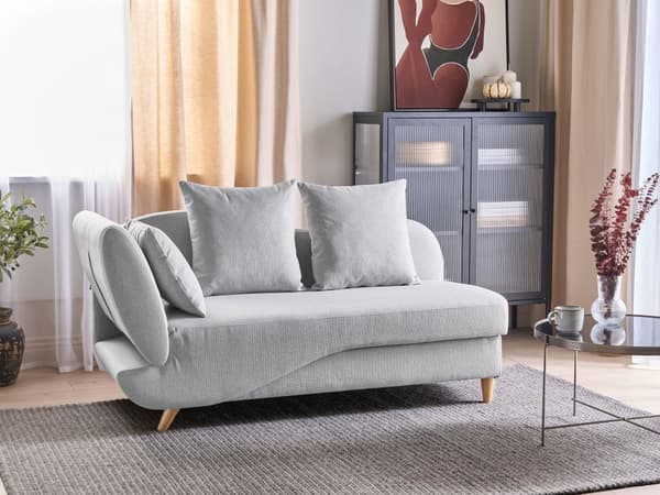 Chaiselong Lysegrå Hør Lyst Træben 2 Personers Blød Polstret Hjørnesofa Daybed med Opbevaring Stue Retro Rygpuder Tilbehør Inspiration