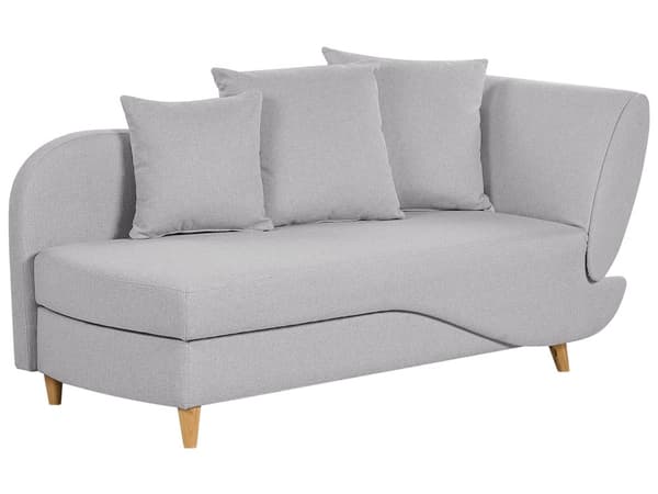 Chaiselong Lysegrå Hør Lyst Træben 2 Personers Blød Polstret Hjørnesofa Daybed med Opbevaring Stue Retro Rygpuder Tilbehør Inspiration