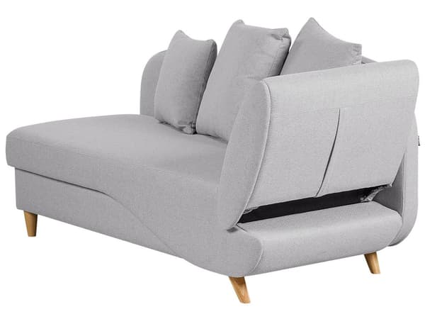 Chaiselong Lysegrå Hør Lyst Træben 2 Personers Blød Polstret Hjørnesofa Daybed med Opbevaring Stue Retro Rygpuder Tilbehør Inspiration