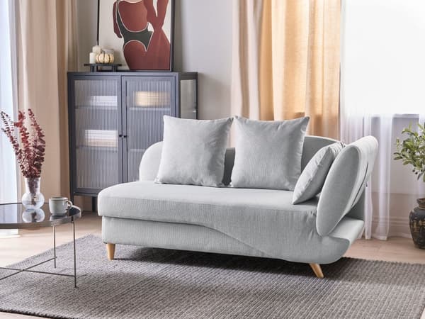 Chaiselong Lysegrå Hør Lyst Træben 2 Personers Blød Polstret Hjørnesofa Daybed med Opbevaring Stue Retro Rygpuder Tilbehør Inspiration