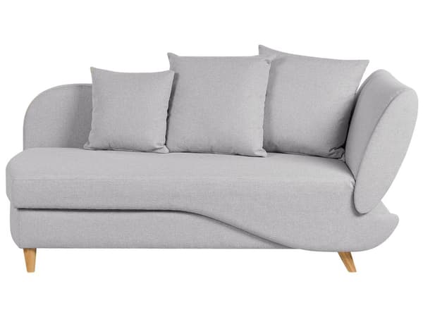 Chaiselong Lysegrå Hør Lyst Træben 2 Personers Blød Polstret Hjørnesofa Daybed med Opbevaring Stue Retro Rygpuder Tilbehør Inspiration