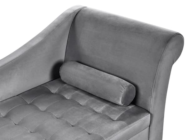 Chaiselong Lysegrå Velour Sorte Træben 2 Personers Blød Polstret Hjørnesofa Daybed med Opbevaring Stue Retro Rygpuder Tilbehør Inspiration