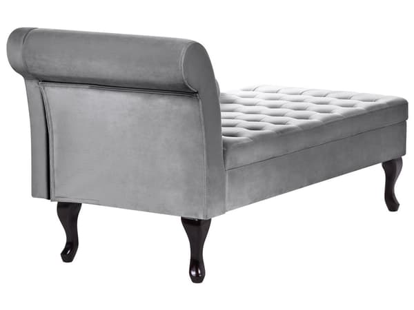 Chaiselong Lysegrå Velour Sorte Træben 2 Personers Blød Polstret Hjørnesofa Daybed med Opbevaring Stue Retro Rygpuder Tilbehør Inspiration