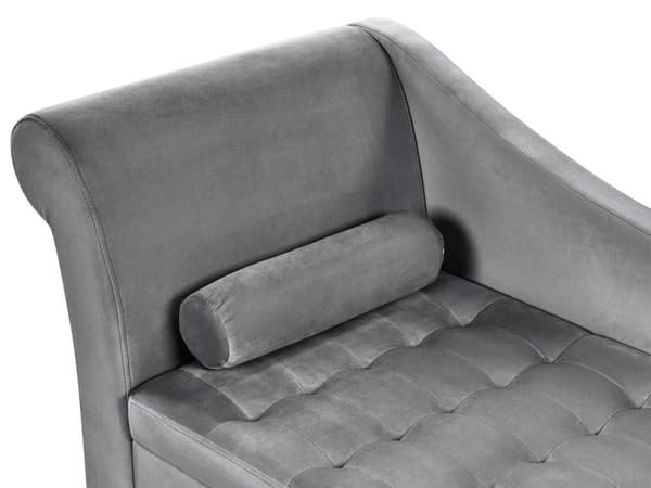 Chaiselong Lysegrå Velour Sorte Træben 2 Personers Blød Polstret Hjørnesofa Daybed med Opbevaring Stue Retro Rygpuder Tilbehør Inspiration