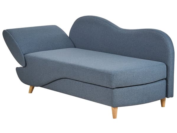 Chaiselong Blå Hør Lyst Træben 2 Personers Blød Polstret Hjørnesofa Daybed med Opbevaring Stue Retro Rygpuder Tilbehør Inspiration