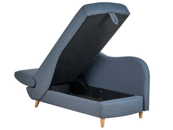Chaiselong Blå Hør Lyst Træben 2 Personers Blød Polstret Hjørnesofa Daybed med Opbevaring Stue Retro Rygpuder Tilbehør Inspiration