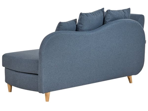 Chaiselong Blå Hør Lyst Træben 2 Personers Blød Polstret Hjørnesofa Daybed med Opbevaring Stue Retro Rygpuder Tilbehør Inspiration