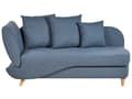 Miniatyrbillede 1 af 11: Chaiselong Blå Hør Lyst Træben 2 Personers Blød Polstret Hjørnesofa Daybed med Opbevaring Stue Retro Rygpuder Tilbehør Inspiration