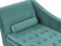 Miniatyrbild 9 av 11: Vänster soffgrupp Blågrön klädsel i sammet Svarta ben Förvaringsfack Puffad sittdyna Bolsterkudde Glam Retro Design