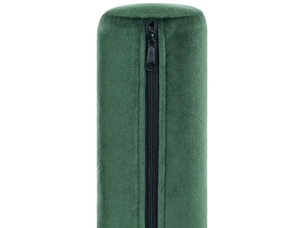 Vänster soffgrupp Mörkgrön klädsel i sammet Svarta ben Förvaringsfack Puffad sittdyna Bolsterkudde Glam Retro Design