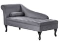 Miniatyrbillede 4 af 11: Chaiselong Mørkegrå Velour Sorte Træben 2 Personers Blød Polstret Hjørnesofa Daybed med Opbevaring Stue Retro Rygpuder Tilbehør Inspiration
