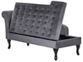 Miniatyrbillede 6 af 11: Chaiselong Mørkegrå Velour Sorte Træben 2 Personers Blød Polstret Hjørnesofa Daybed med Opbevaring Stue Retro Rygpuder Tilbehør Inspiration