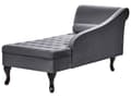 Miniatyrbillede 7 af 11: Chaiselong Mørkegrå Velour Sorte Træben 2 Personers Blød Polstret Hjørnesofa Daybed med Opbevaring Stue Retro Rygpuder Tilbehør Inspiration