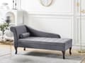 Miniatyrbillede 2 af 11: Chaiselong Mørkegrå Velour Sorte Træben 2 Personers Blød Polstret Hjørnesofa Daybed med Opbevaring Stue Retro Rygpuder Tilbehør Inspiration