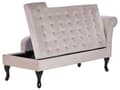 Miniatyrbillede 6 af 11: Chaiselong Beige Velour Sorte Træben 2 Personers Blød Polstret Hjørnesofa Daybed med Opbevaring Stue Retro Rygpuder Tilbehør Inspiration