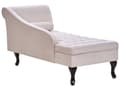 Miniatyrbillede 7 af 11: Chaiselong Beige Velour Sorte Træben 2 Personers Blød Polstret Hjørnesofa Daybed med Opbevaring Stue Retro Rygpuder Tilbehør Inspiration