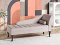 Miniatyrbillede 2 af 11: Chaiselong Beige Velour Sorte Træben 2 Personers Blød Polstret Hjørnesofa Daybed med Opbevaring Stue Retro Rygpuder Tilbehør Inspiration