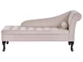 Miniatyrbillede 1 af 11: Chaiselong Beige Velour Sorte Træben 2 Personers Blød Polstret Hjørnesofa Daybed med Opbevaring Stue Retro Rygpuder Tilbehør Inspiration