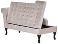 Miniatyrbillede 6 af 11: Chaiselong Beige Velour Sorte Træben 2 Personers Blød Polstret Hjørnesofa Daybed med Opbevaring Stue Retro Rygpuder Tilbehør Inspiration