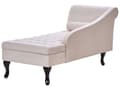 Miniatyrbillede 7 af 11: Chaiselong Beige Velour Sorte Træben 2 Personers Blød Polstret Hjørnesofa Daybed med Opbevaring Stue Retro Rygpuder Tilbehør Inspiration