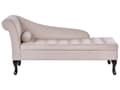 Miniatyrbillede 1 af 11: Chaiselong Beige Velour Sorte Træben 2 Personers Blød Polstret Hjørnesofa Daybed med Opbevaring Stue Retro Rygpuder Tilbehør Inspiration